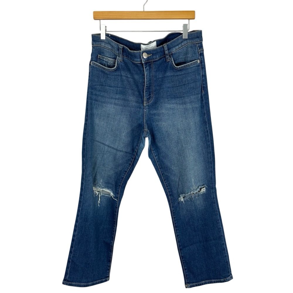 Current/Elliott Jeans Stretch Ripped Knee Size 32 Straight Leg Ankle